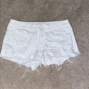 White Express shortie low rise jean shorts